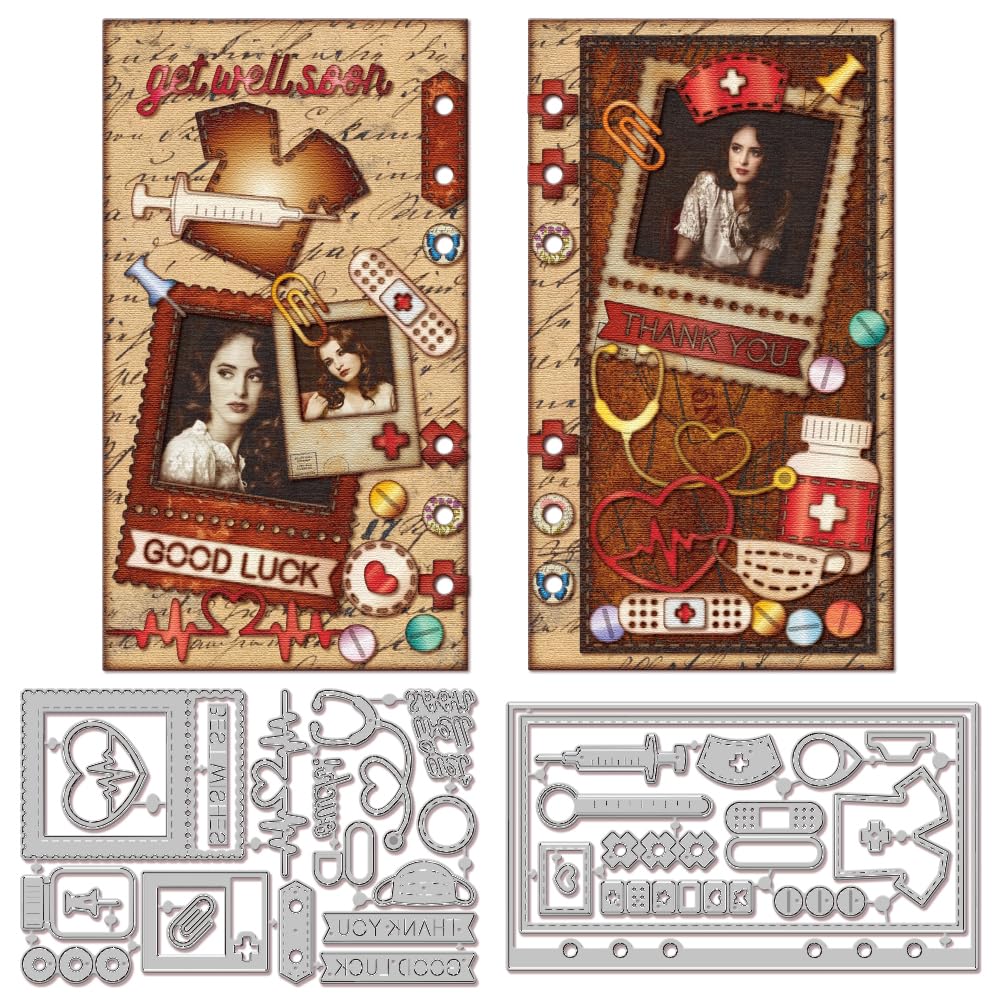 GLOBLELAND Hospital Doctor Frame Cutting Dies for DIY Scrapbooking Metal Get Well Soon Rehabilitation Cut Dies Page Planner Border Die Cuts for Card Making Embossing Photo Album Craft Decor โ image 1