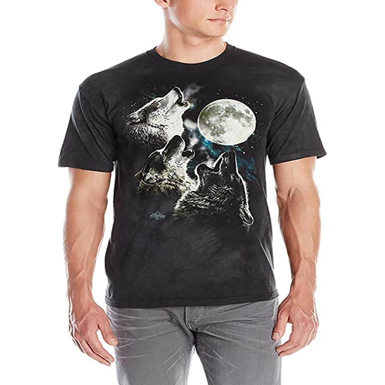The Mountain Men's Three Wolf Moon Short Sleeve Tee Black S