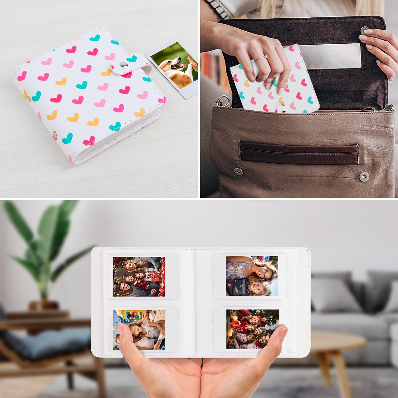 112 Pochettes Mini Album Photo à une main 2 x 3 Portable Kpop Photocard Holder Compatible avec Fujifilm Instax Mini Cameras/Polaroid Snap Touch/SocialMatic Instant Cameras (2Packs, Blanc)