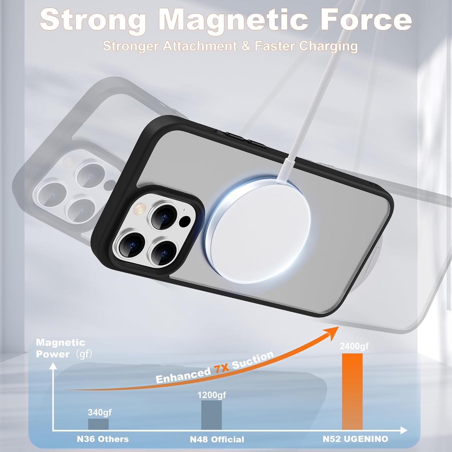 Compatible with iPhone 14 Pro Max Case with 360° Rotatable Magnetic Ring Stand [Compatible with Mag-Safe] Translucent Shockproof Protective Phone Case for Women Men, Black - Image 5