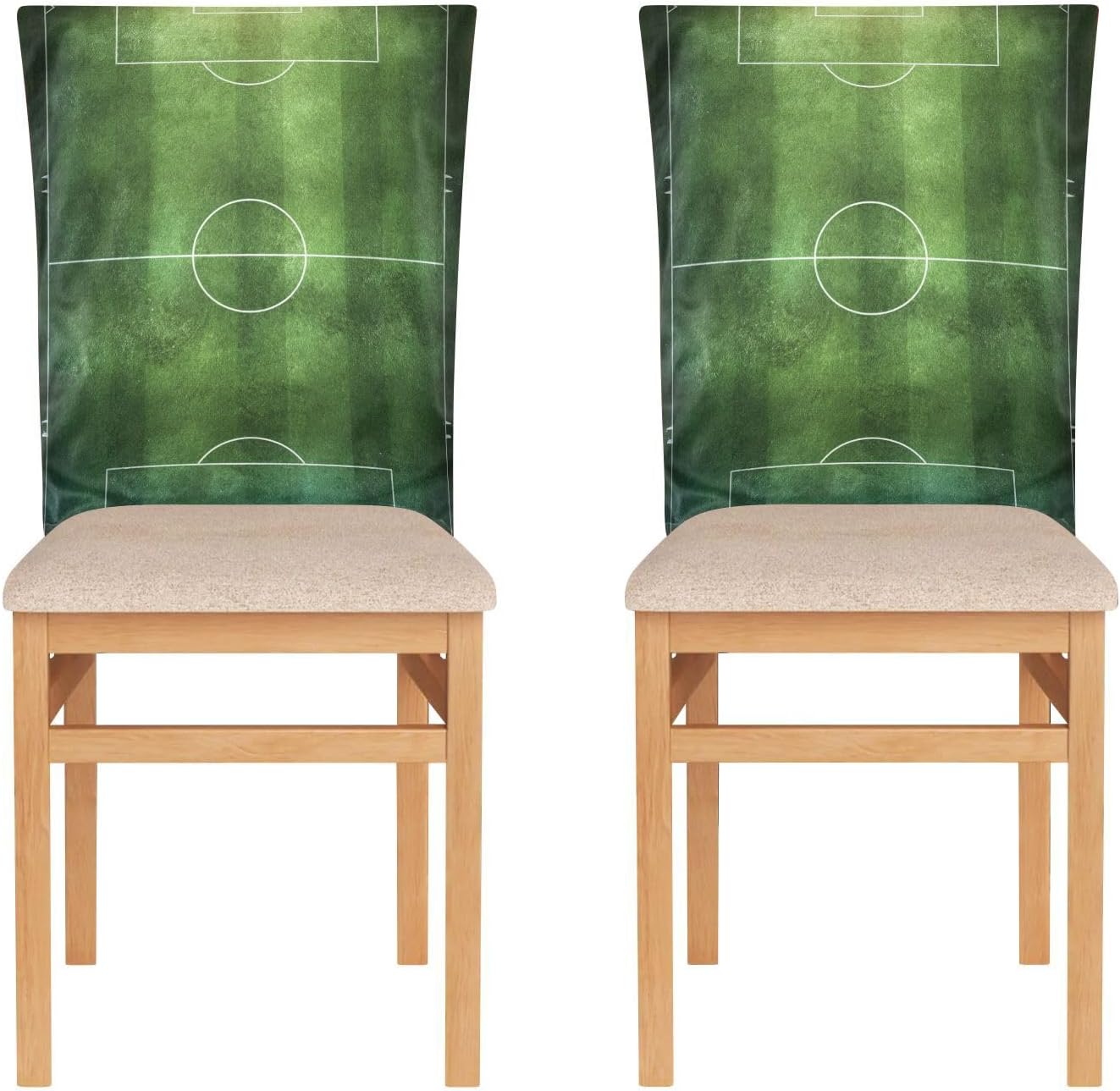 ALAZA Vintage Soccer Ball Field Chair Back Cover Set of 6, Washable Reusable Removable Chair Slipcovers Decorative Chair Cover for Home Kitchen Wedding Party