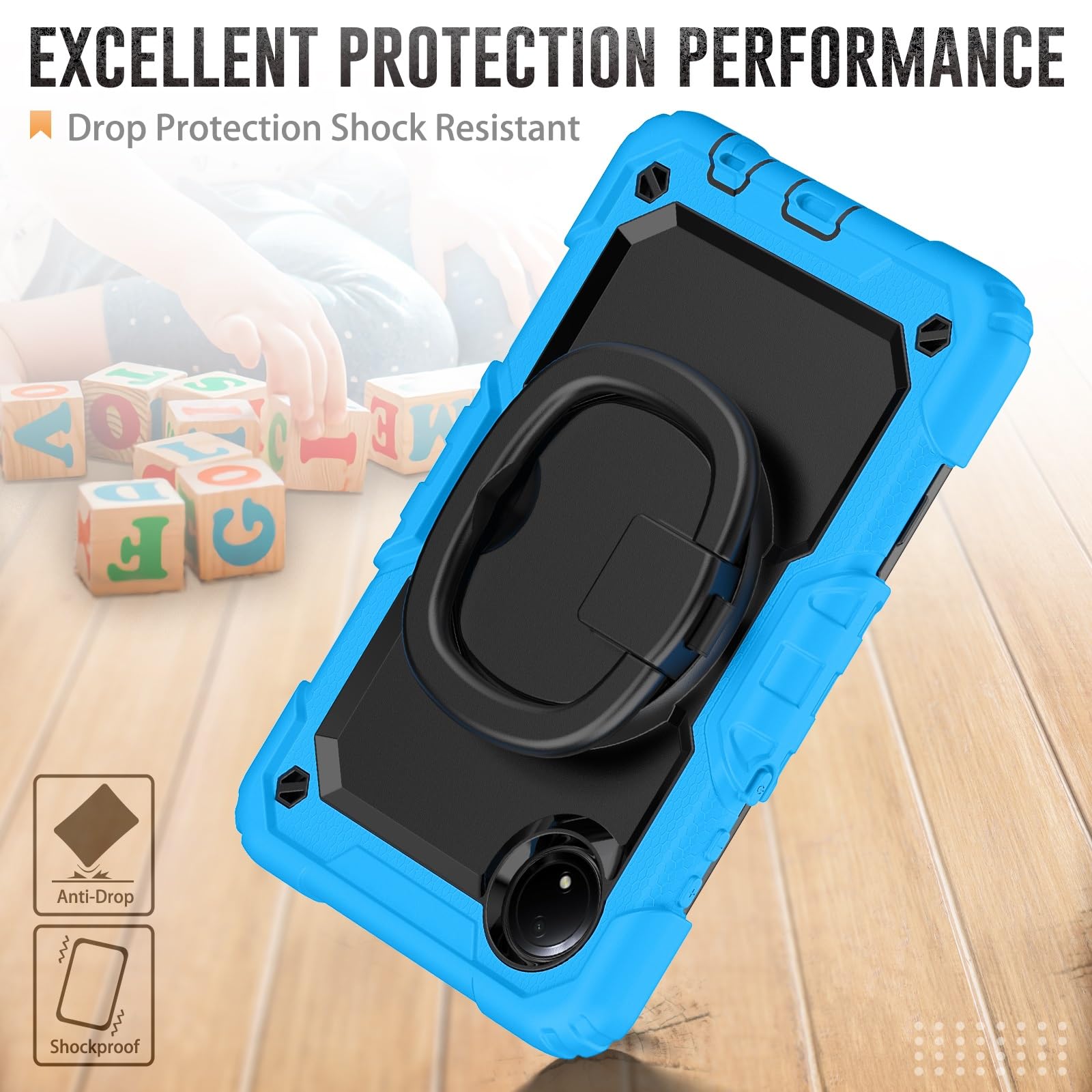 Housse pour Tablette Compatible avec Xiaomi Redmi Pad SE 8.7/Redmi 4G sorti en 2024 Porte-Crayon + Protecteur d'écran, Coque de Protection intégrale Robuste Support Compatible,7"(Light Blue)