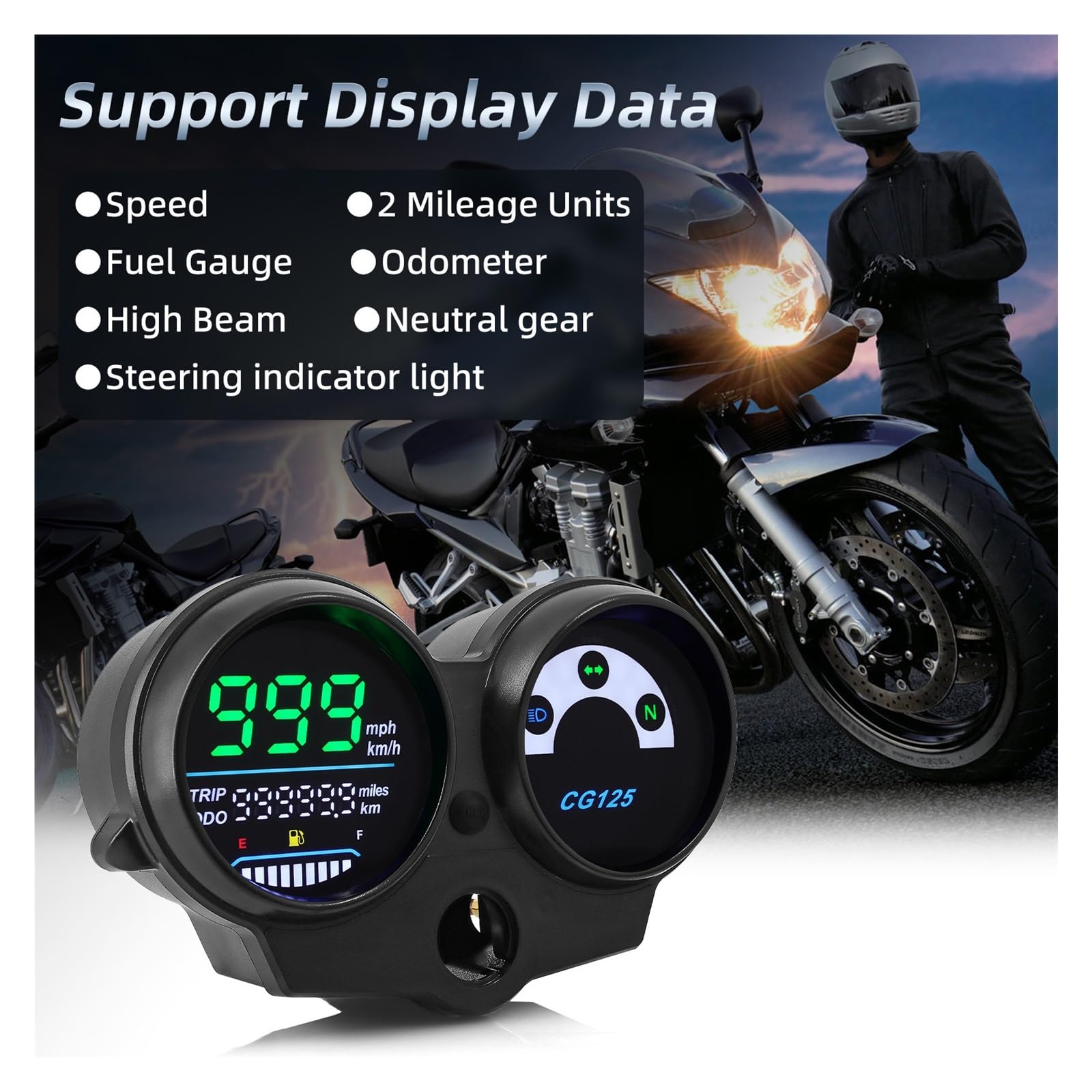 Contachilometri Per Moto A LED Per CG125 Dal 2000 Al 2008
