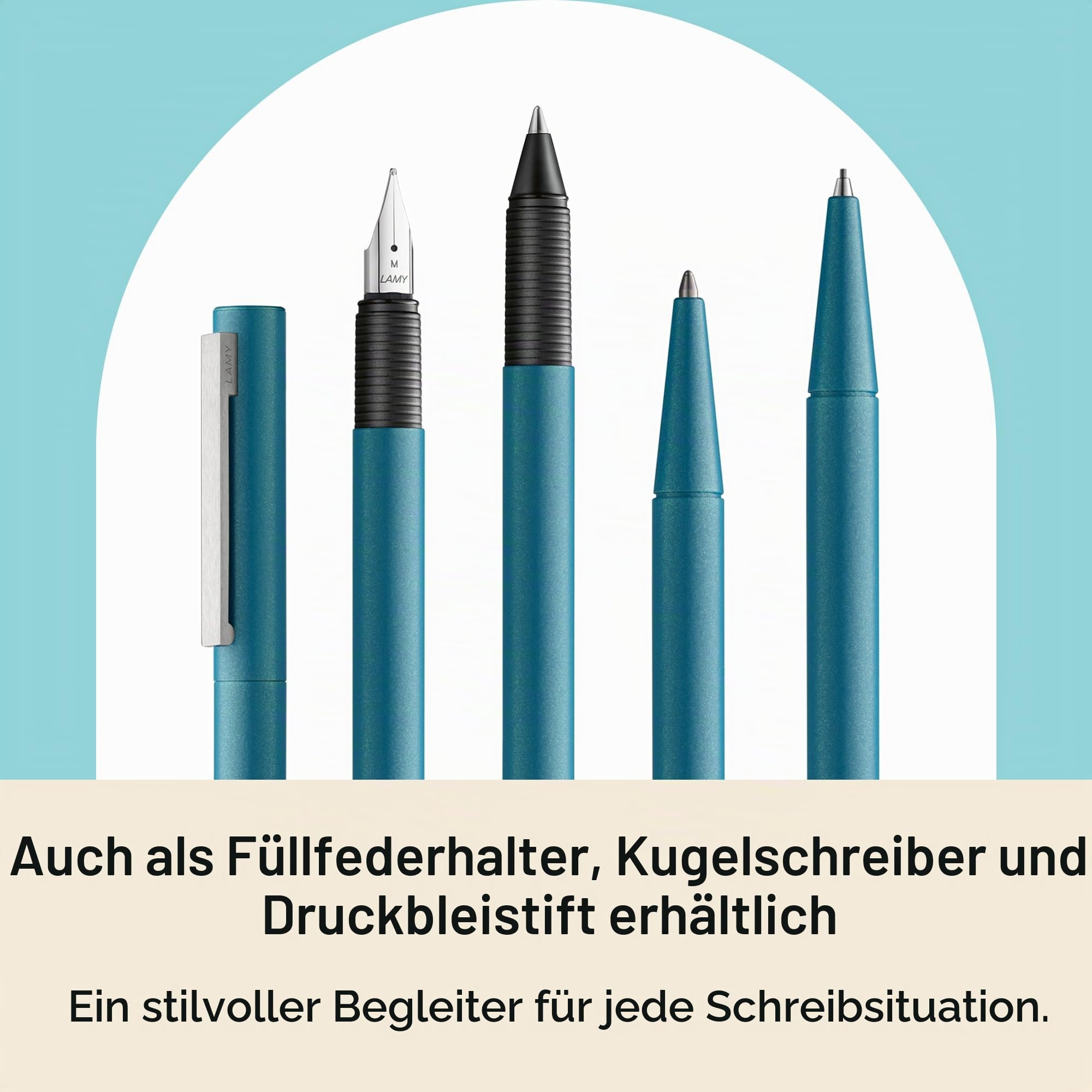 Lamy cp1 aquamarine Tintenroller – minimalistischer Stift in elegantem Gehäuse aus Ganzmetall – mit abgefedertem Edelstahl-Clip – inkl. Tintenrollermine M 63 Strichbreite M in schwarz
