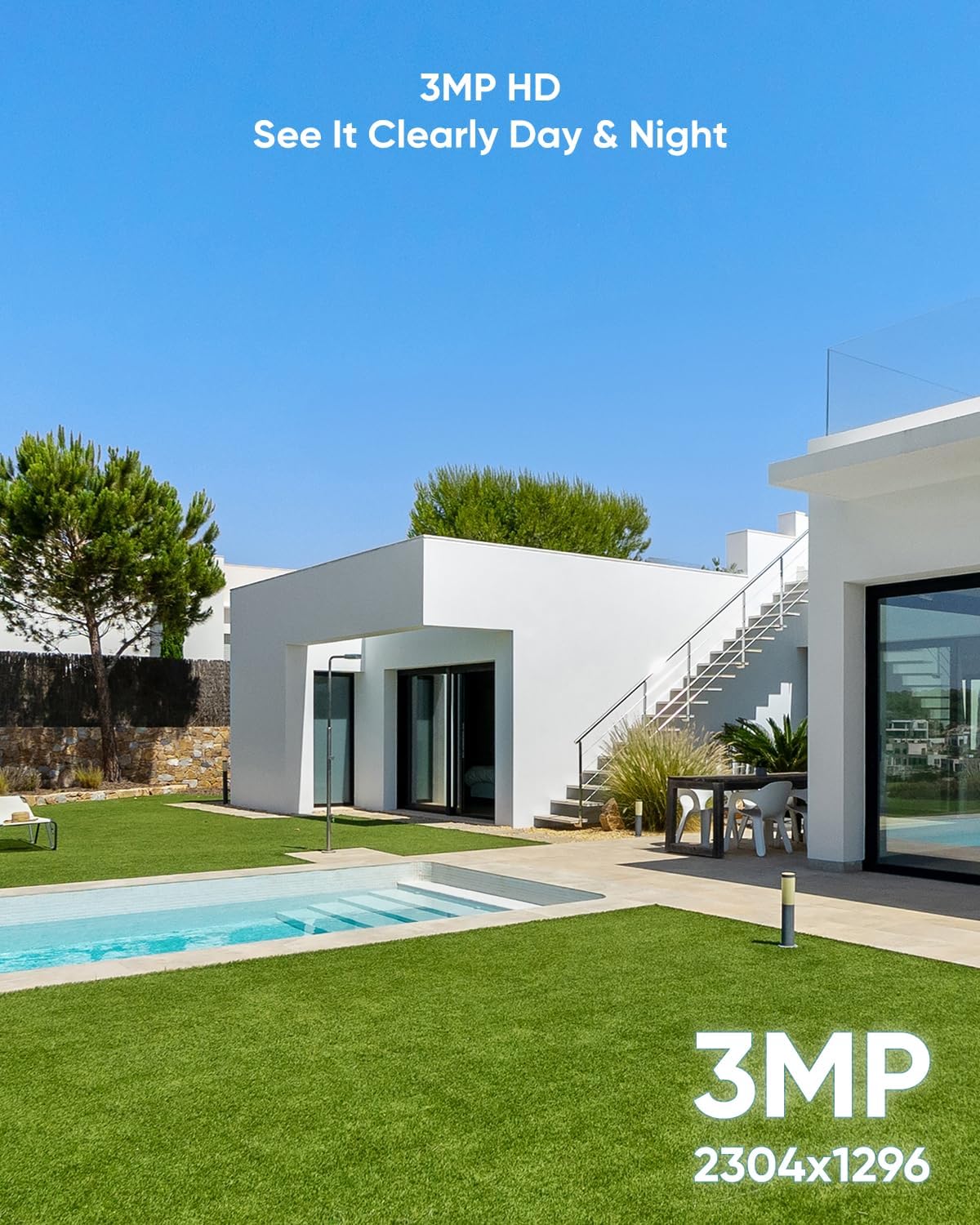 SANNCE 3MP HD camera view పగలు మరియు రాత్రి