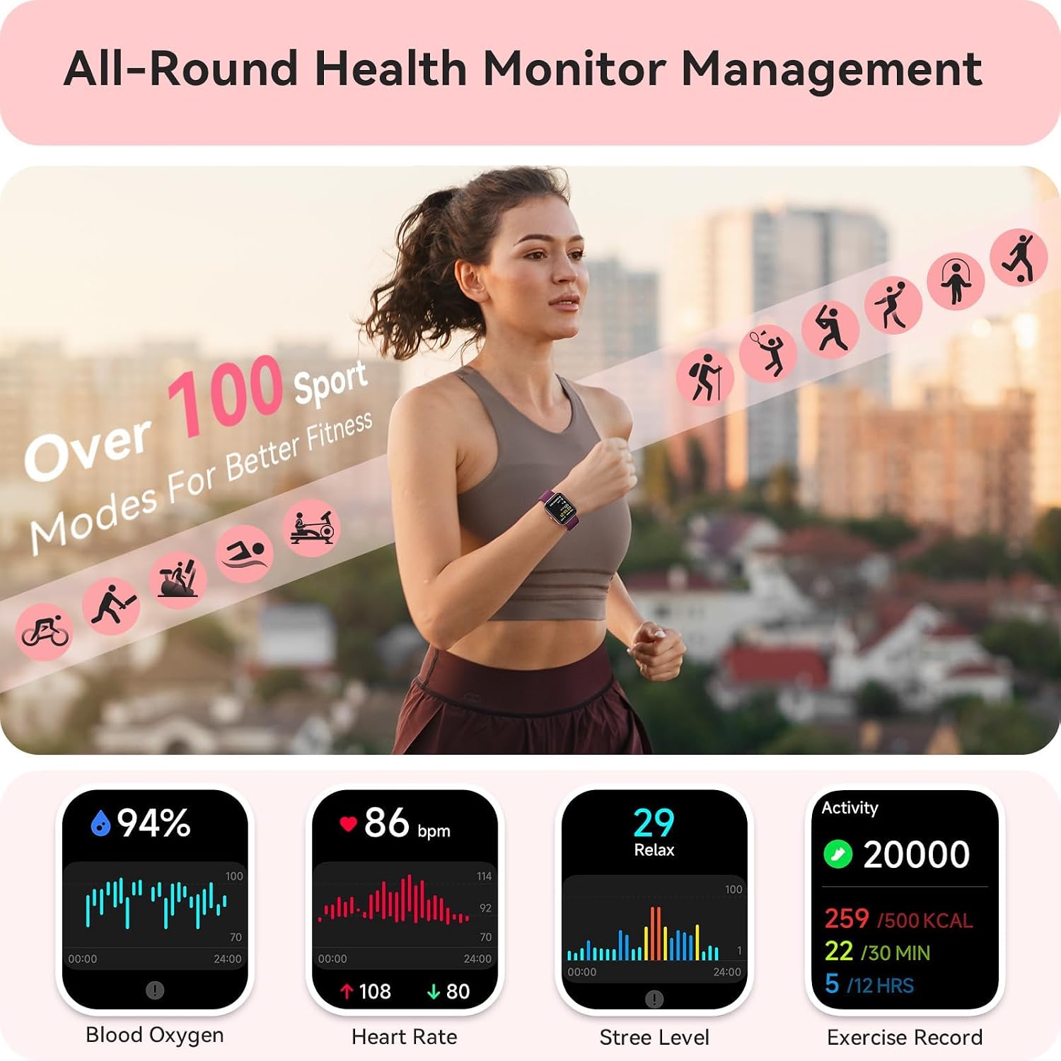 Smart Watch for Women Men, Smartwatch for iPhone & Android Bluetooth (Answer/Call) Built-in Alexa, 1.91" HD Fitness Tracker with 105+ Sport Modes, IP68 Waterproof, Sleep/Heart Rate/Stress Monitor image 3