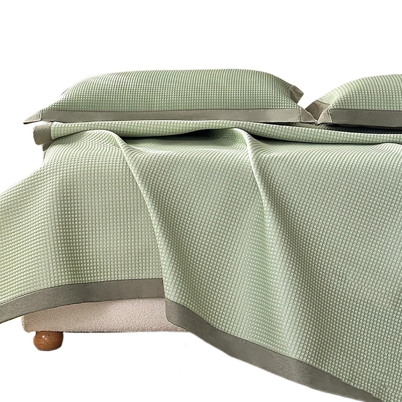 Ice Silk Cooling Bed Sheet, Summer Cooling Sleeping Pad Ice Silk Rattan Foldable Breathable Multicolor Multiple Sizes(Green,150cmx200cm/59"x79")