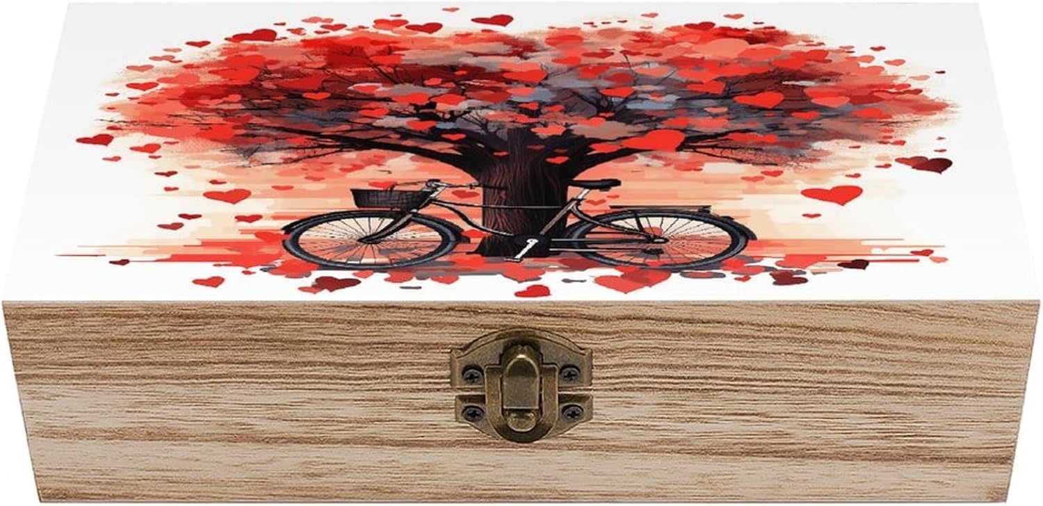 Heart Tree Bicycle Wooden Storage Box Vintage Jewelry Box