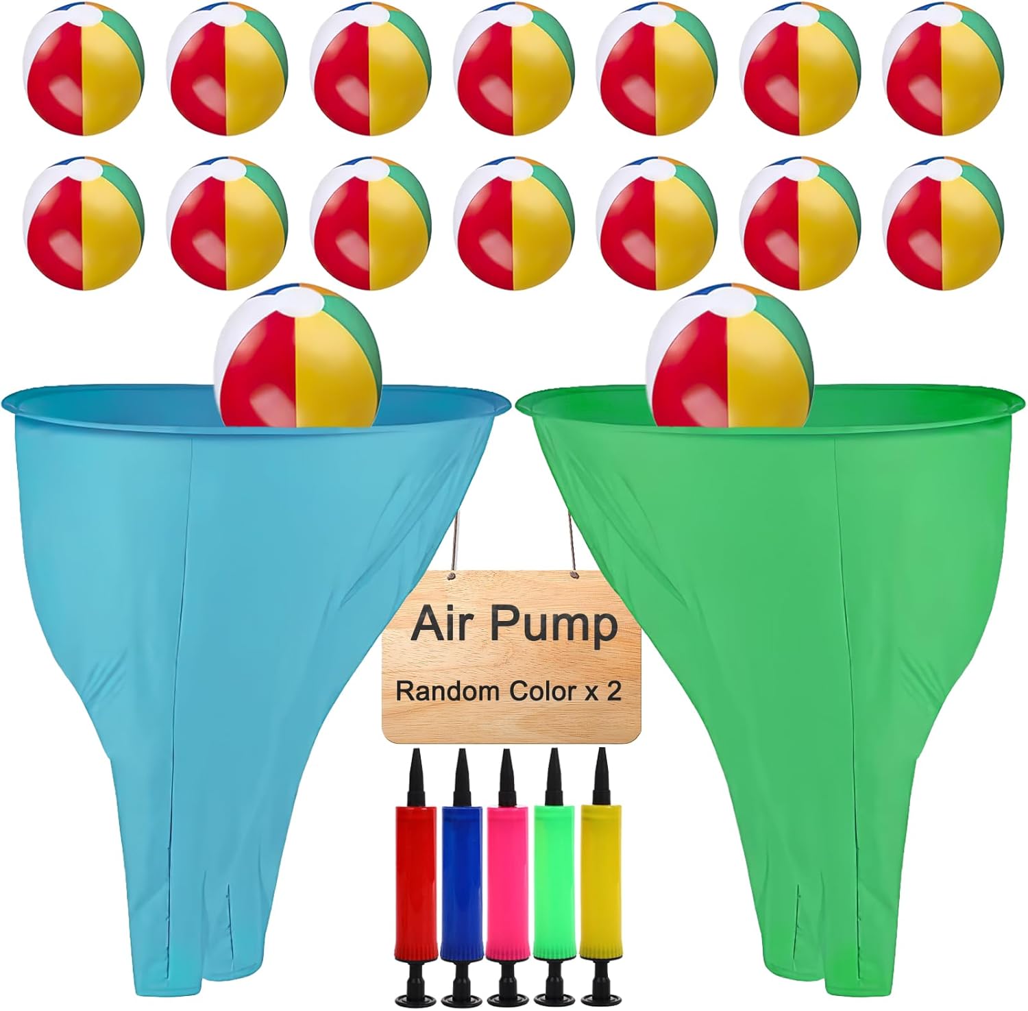 2 Pcs Granny Pants Yard Game, Granny Pants for Yard Game with 16 Six-Color Bouncy Balls & 2 Pumps, Team Relay Family Reunion Party Field Game for Adults, Outdoor Tossing Games for Party/Field