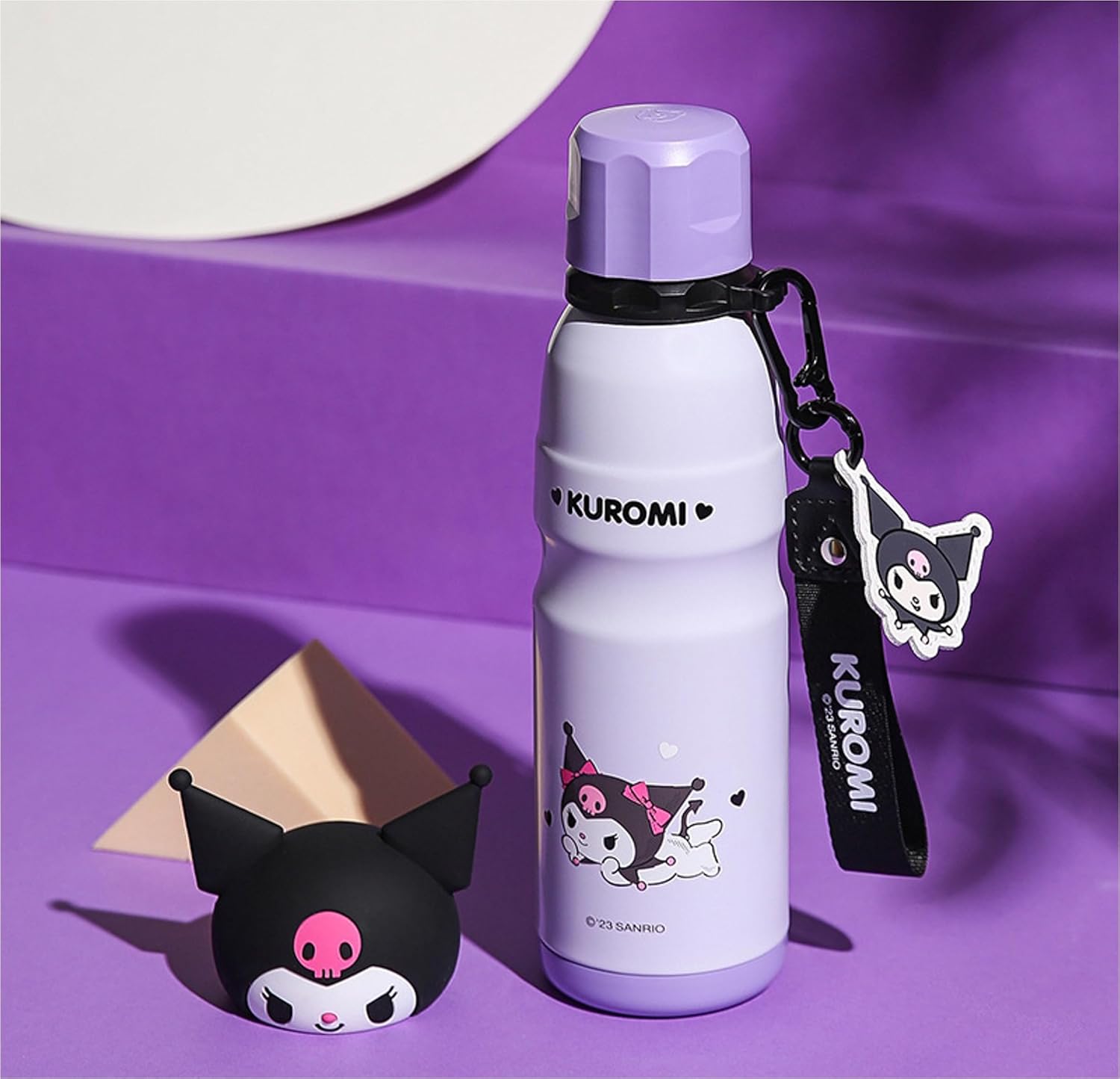 Kuromi Stainless Steel Insulated Water Bottle with Buckle and Strap - 600ml - Image 4