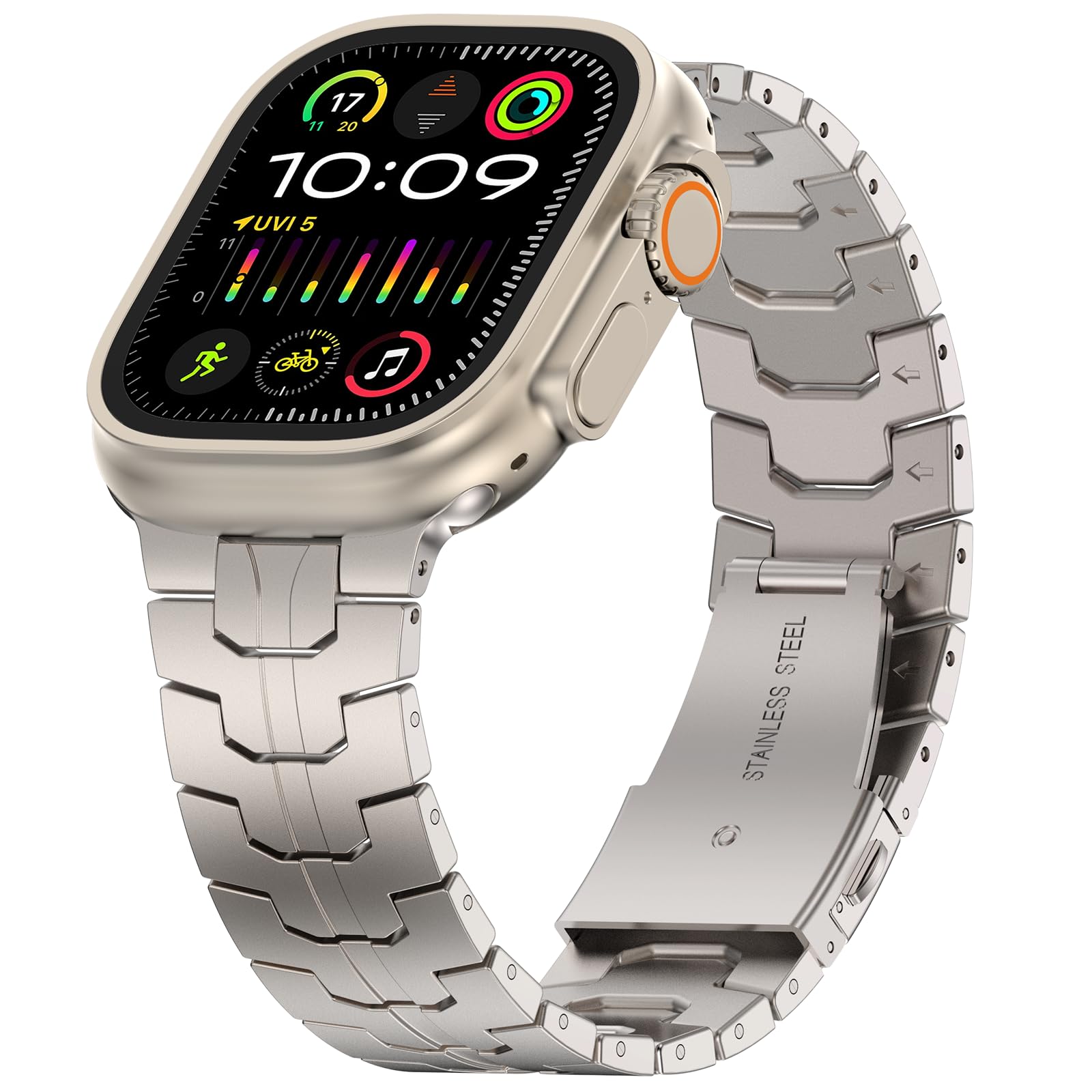 MioHHR Titanium Band Compatible for Apple Watch Ultra 49mm/ Series 10 46mm/ Series 9/8/7 45mm /SE 44mm, Adjustable Titanium Metal Strap Band with