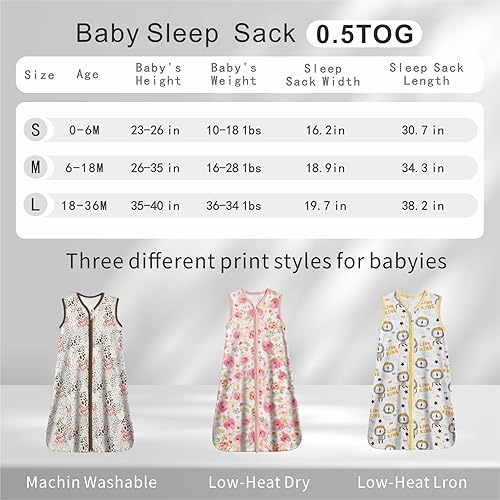 Miniatura 7 de TOG 0.5 - Saco de dormir para bebé, de 0 a 6 meses, 100% algodón, cómodo, suave, sin mangas, ligero, con cremallera de 2 vías, para bebés