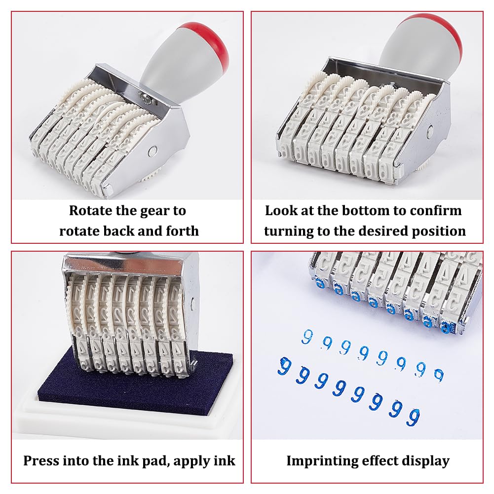 GOMAKERER 2 Tampons Numéroteurs 8 Chiffres - Tampon Date Prix Réglable 0-9 Plastique, Outil Bricolage Bureau & Scrapbooking