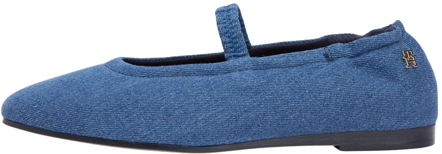 Tommy Hilfiger Women's Blue Canvas Denim Elasticated Strap Ballerinas
