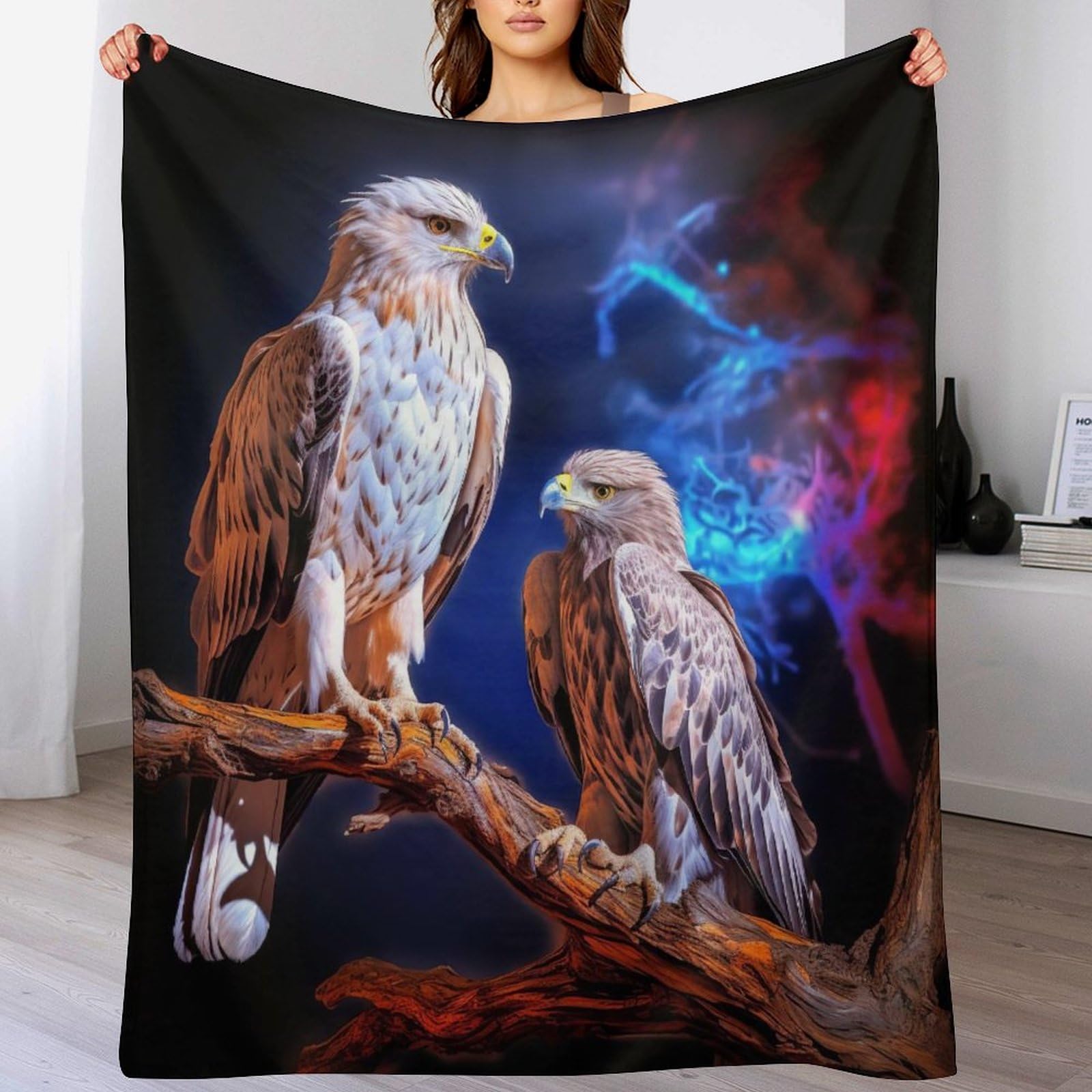 Couverture polaire aigle contre le froid en flanelle douce pour lit