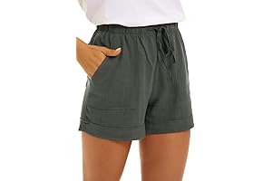 KINGFEN Women's Casual Short Pants: Drawstring Comfy Elastic Waist Shorts for Summer