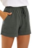 Women Casual Shorts Drawstring Comfy Elastic Waist Shorts Summer Pull On Short with Pockets(S-2XL)