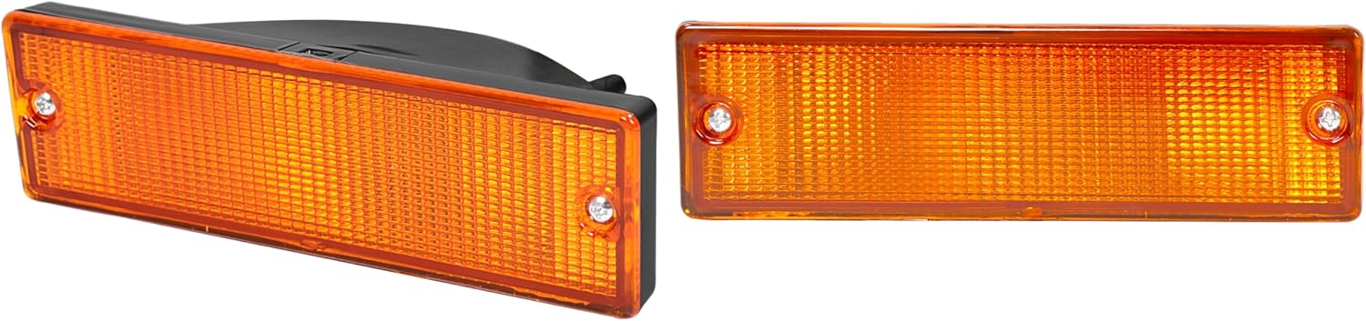 HECASA Pair Bumper Turn Signal Lights Compatible with 1988-1997 Nissan D21 / Pathfinder/Pickup Replacement for NI2520108 NI2521108 Front Turn Signal Lamp Driver & Passenger Side Amber Lens