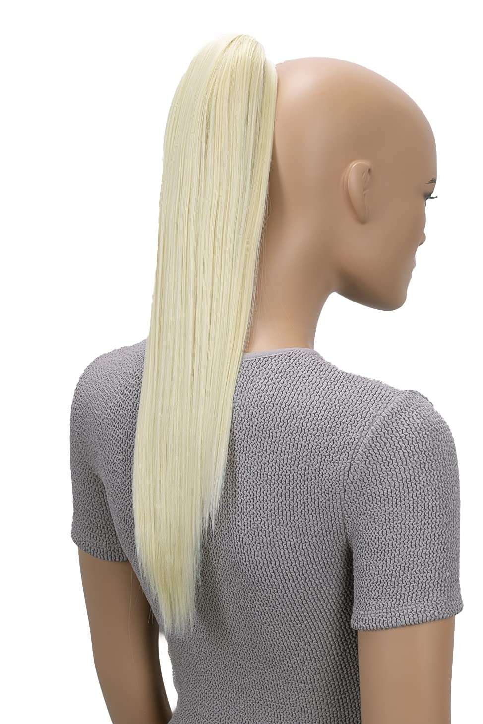 CAISHA by PRETTYSHOP 20" Hairpiece Ponytail Clip On Extensions With Butterfly Claw Straight Platinum Blond H71