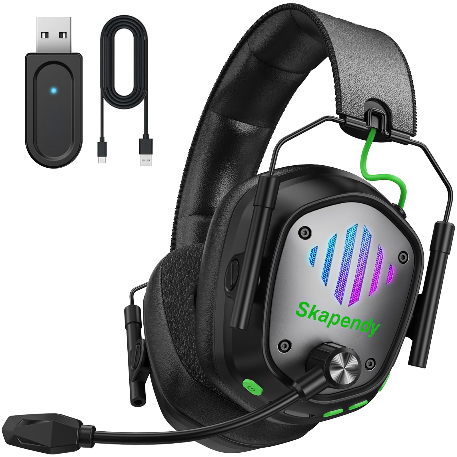 Wireless Gaming Headset for PS5, PS4, PC, Switch – 2.4GHz & Bluetooth Headphones with Mic, 20ms Low Latency, 3D Stereo Sound, ENC Noise Canceling, RGB Lighting, 50H Battery Life