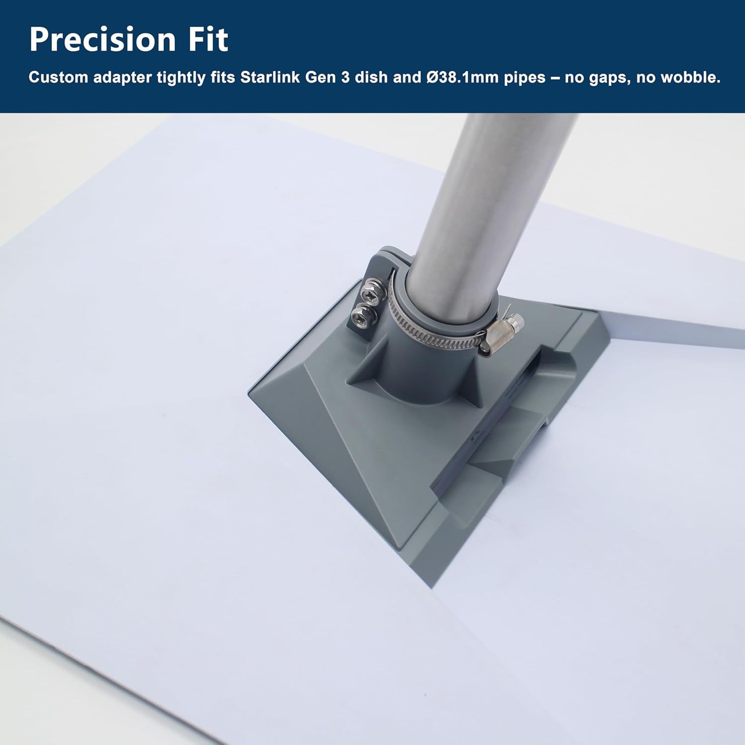 Starlink Gen 3 Wall Mount Kit Adjustable Include Pipe Adapter Tilted 20°, Stainless Steel J Mount | Compatible with Starlink Standard Dish