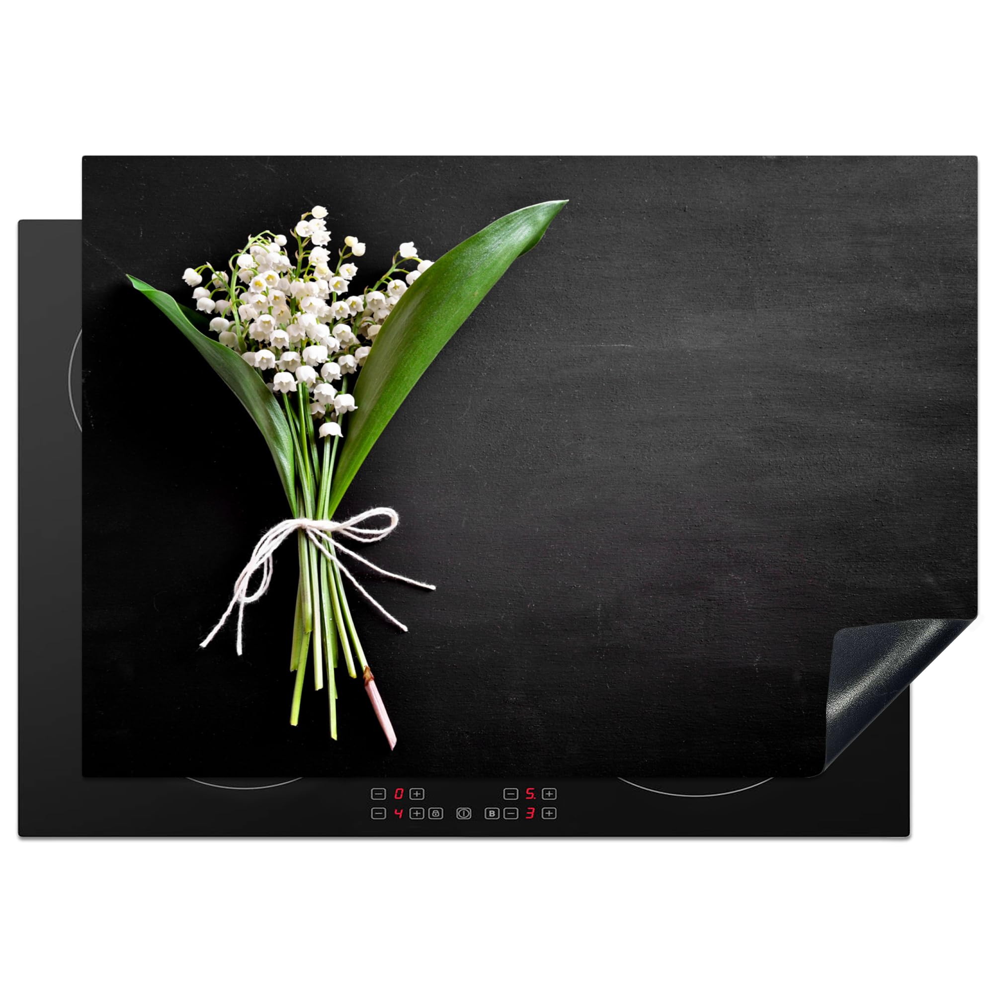 KitchenYeah© Induction Hob Cover Protector Mat 20.5"x29.5" / 75x52 cm Kitchen Universal Ceramic Covers for Electric Cookers Vinyl Lily of The Valley - Flowers - Still Life - Flora