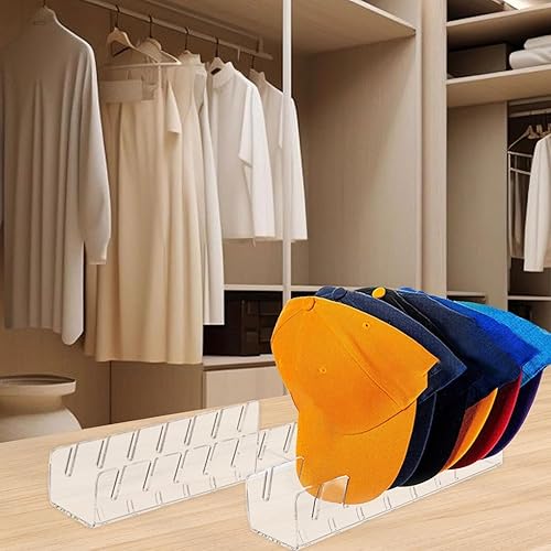 Miniatura 3 de SGELMA Soporte para gorras de béisbol 2024, 2 unidades, organizador de sombreros de acrílico sin instalación para 14 gorras de béisbol, estantes