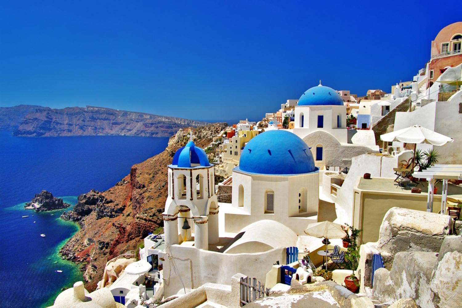 ART.COM Wall Art Print Amazing Santorini - Travel In Greek Islands Series by Maugli-l, 24" x 16"
