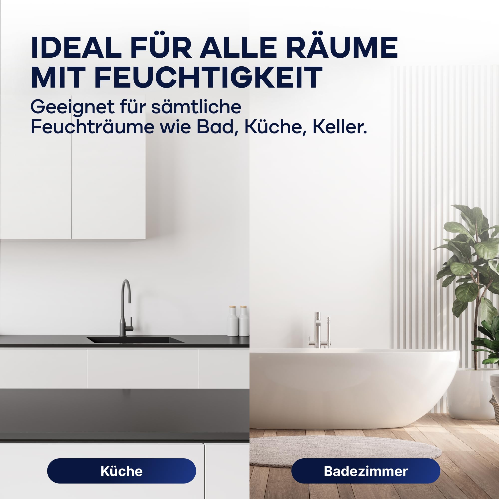 Plid Anti Schimmel Renovierfarbe Innen Weiß 5L - Antischimmelfarbe für feuchte Räume, Bad & Küche - Wandfarbe weiß - Langzeitschutz gegen Schimmelbefall - Made in Germany