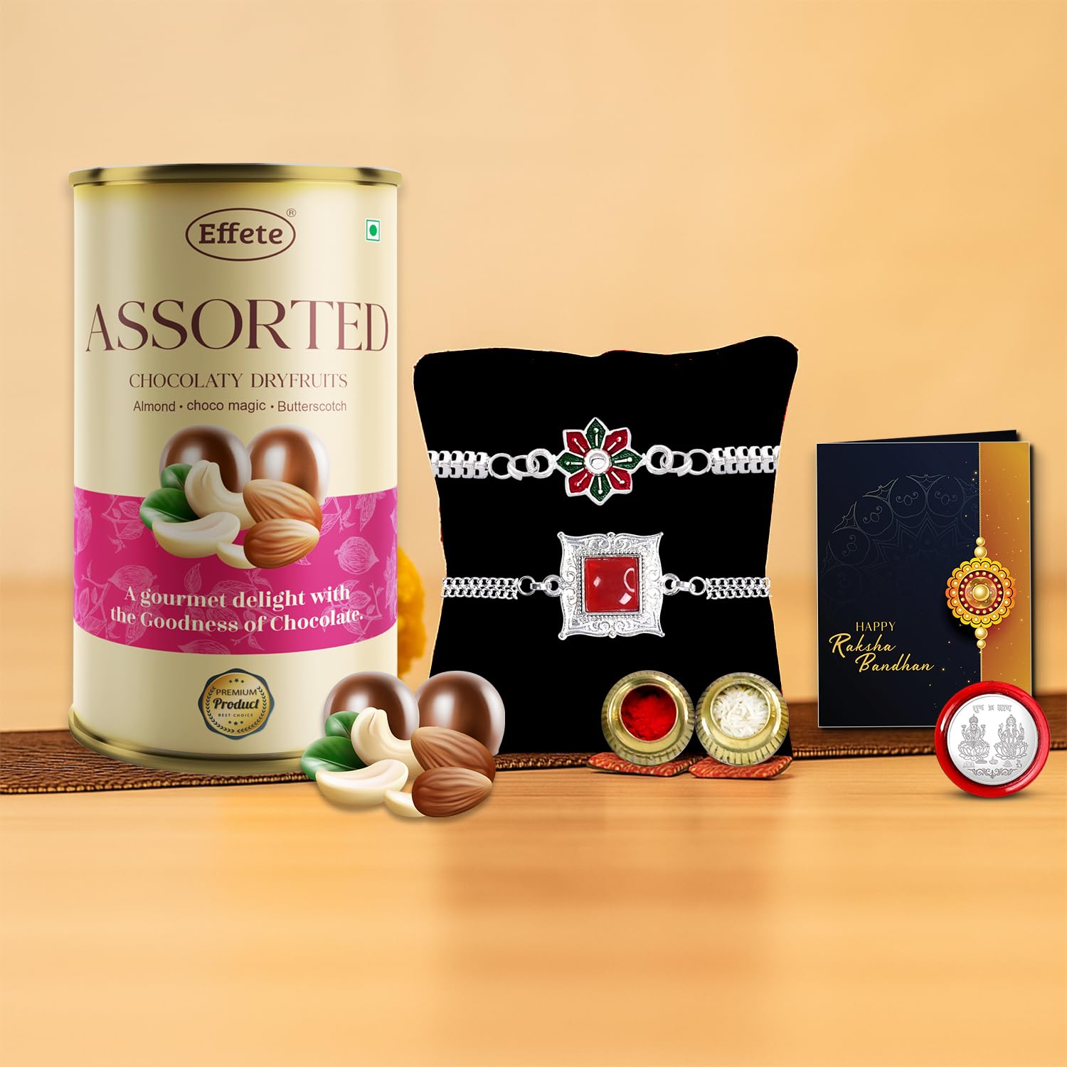 DeoDap Rakhi For Brother Set Of 2 with Silver Color Pooja Coin, Rakhi With Greeting Card, Rakhi For Brother And Bhabhi, Rakhi With Chocolate, Rakhi With Gift For Brother, Rakhi For Kids, Rakhi Set, Rakhi Combo, Rakhi With Sweets (K2_A30+A31_CRM)-image-42