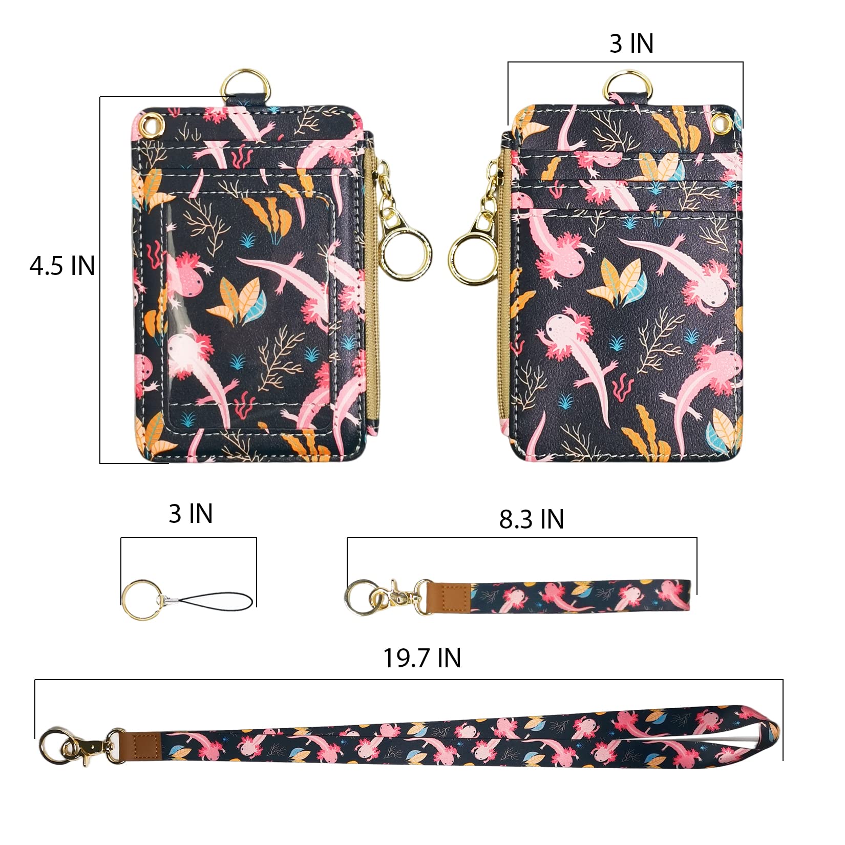 Cute Axolotl Badge HolderLanyard, Women's Wallet with Lanyard, ID Badges Holder for Nurse, Teacher, Student, Office - Image 2