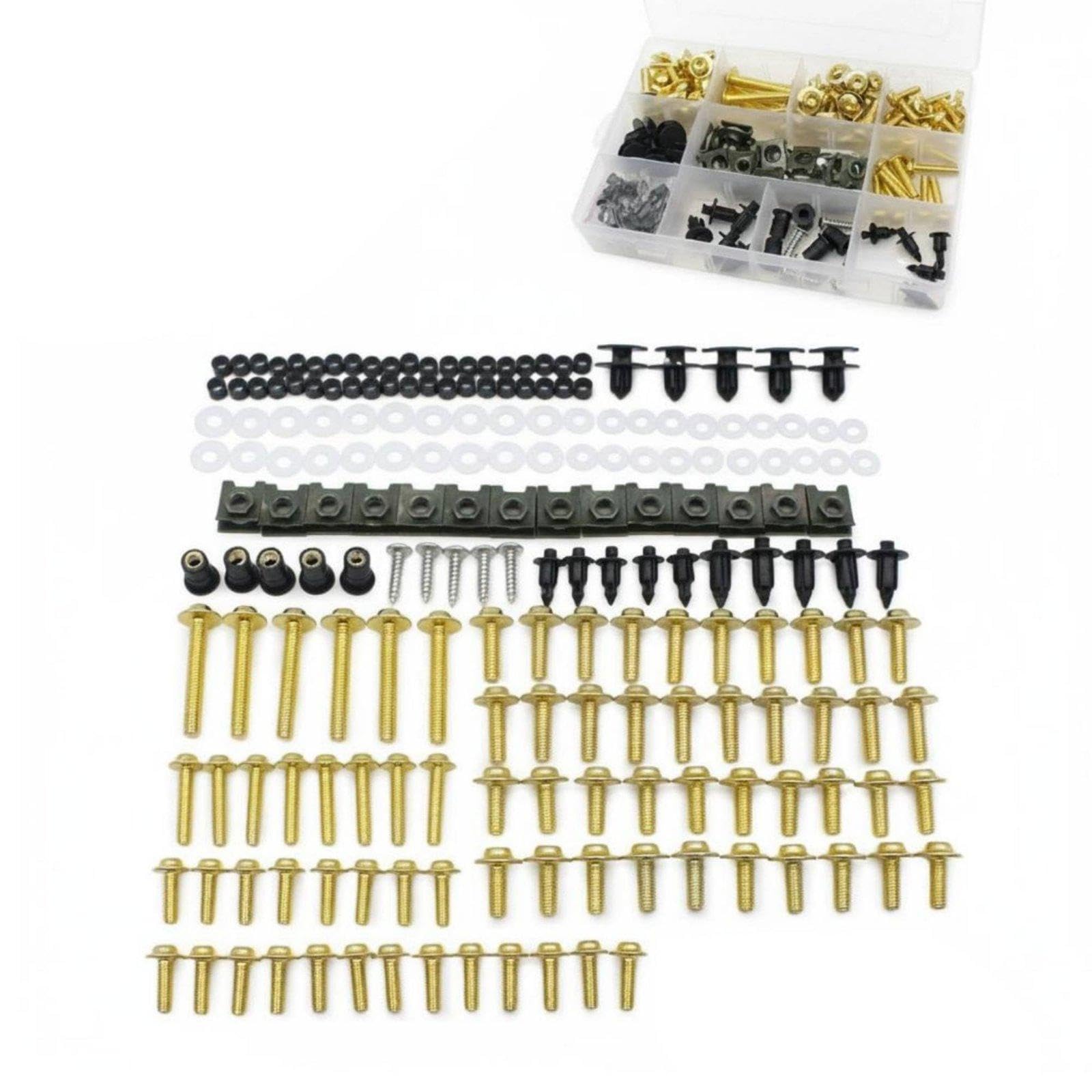 195 Pieces Colored Motorcycle Bolt Kit 304 Stainless Steel Motorcycle Fairing Bolt Kit Sportbike Bodywork Screw Set for Competition Rides Gold-image-11