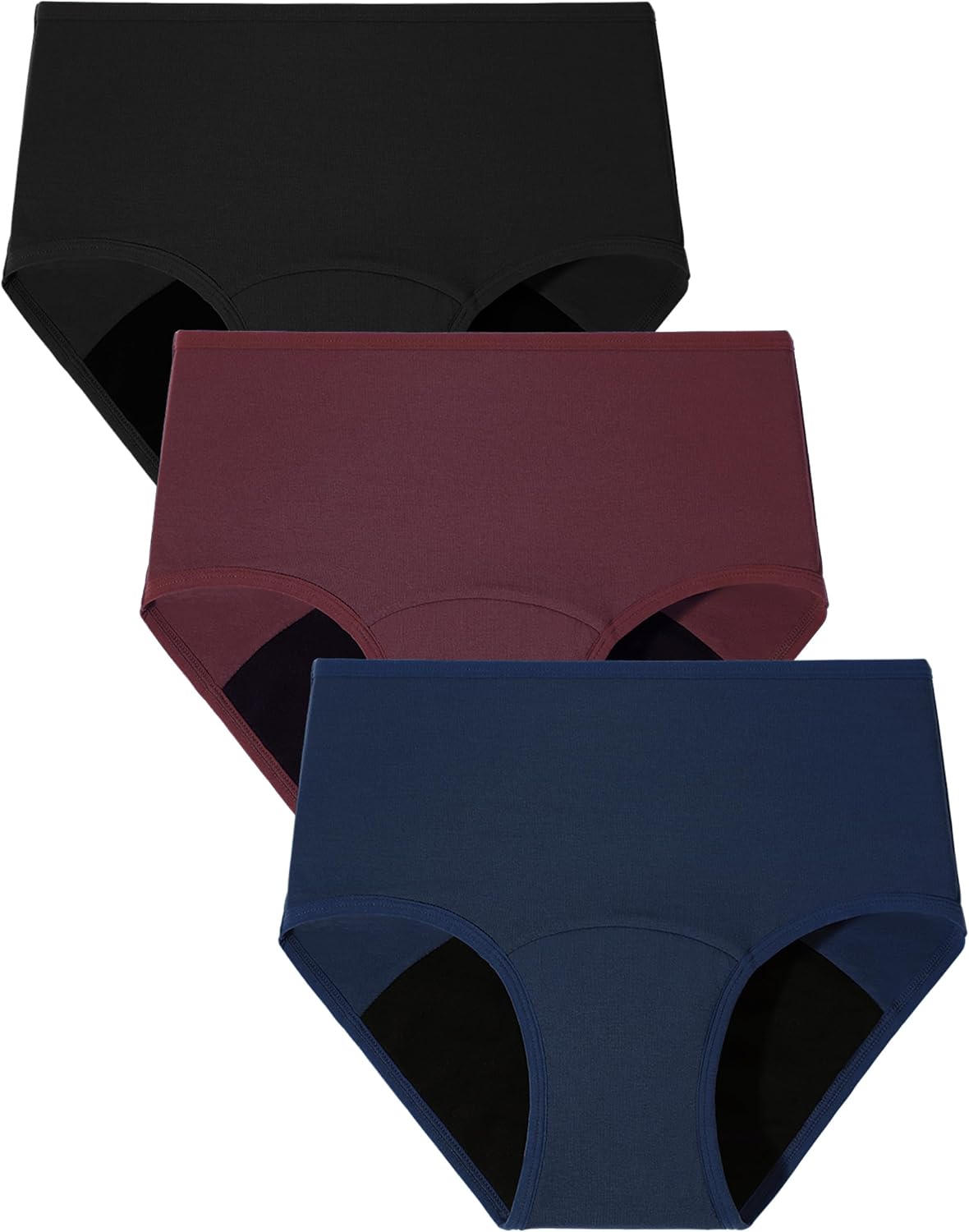 BAMBOO COOL Womens Period Underwear High Waisted Leakproof Postpartum Maternity Panties Soft Breathable Absorbent,3 Pack