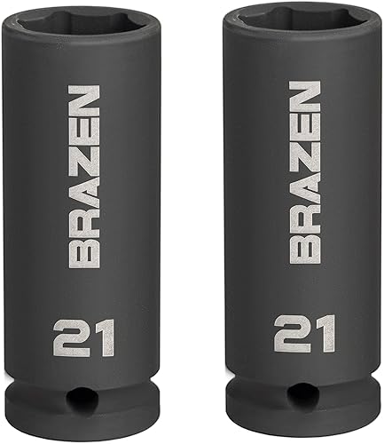 BRAZEN Paquete de dos llaves de impacto de 0.827 in (unidad de 12 pulgada, profundo)