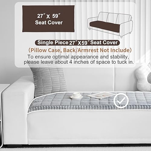 Miniatura 2 de Funda para sofá lavable para perros, funda antideslizante para sofá de 3 cojines, protector de muebles (1 unidad de 27.5 x 59 pulgadas, gris claro)