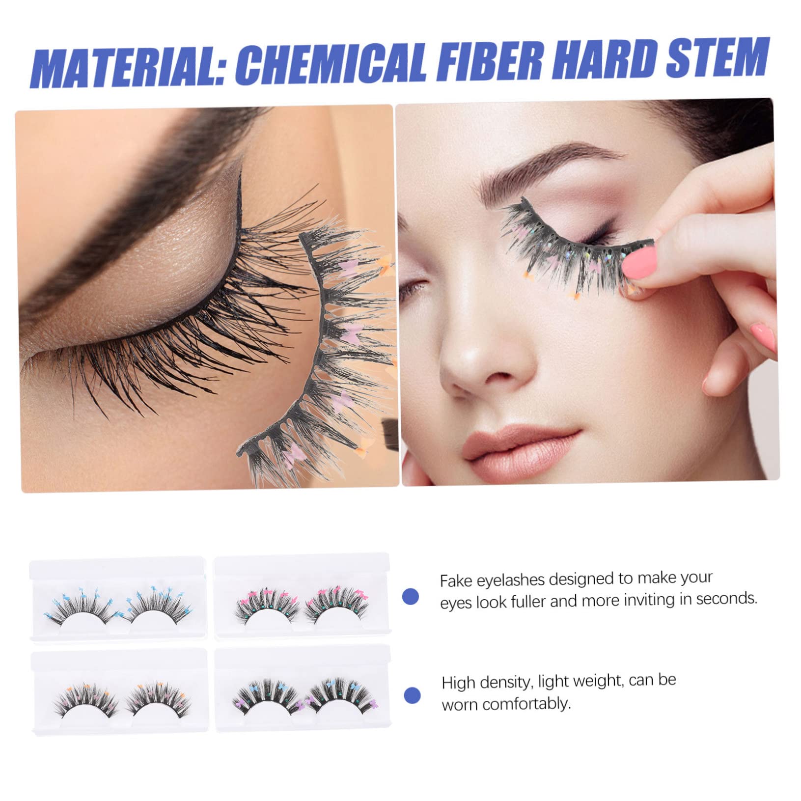 FRCOLOR 20paare Fluffige Glitzer-wimpern Mit Schmetterlingsdesign Farbige Pailletten-falschwimpern Für Auffällige Augenblicke Für Festivals Und Besondere Anlässe