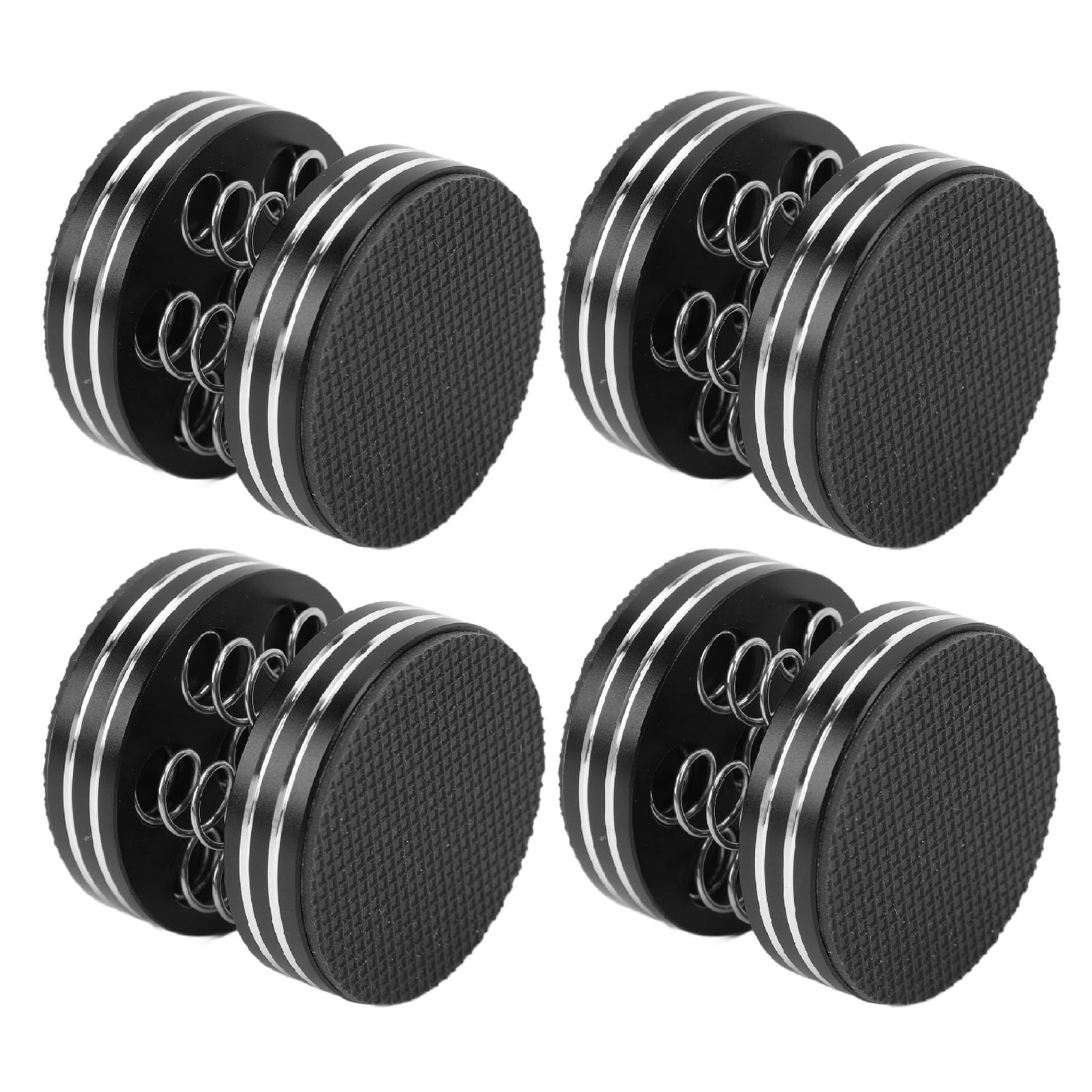 Piedini di isolamento per altoparlanti HiFi, supporto ammortizzante a molla per altoparlanti, subwoofer, amplificatori e giradischi; base in gomma antiscivolo con lega di alluminio (Nera)