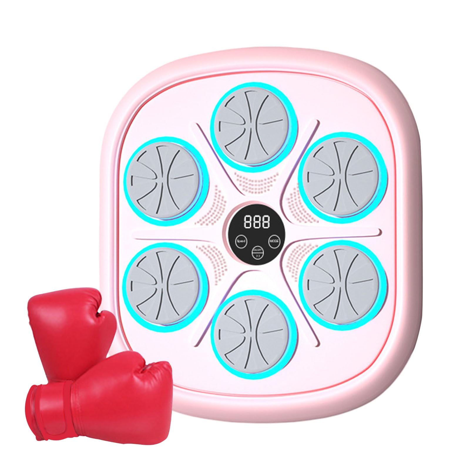 Music Boxing Machine, Macchina da boxe elettronica a LED, con guantoni da boxe, bersaglio da parete, 9 modalità di velocità/conteggio, supporta Bluetooth, regalo per adulti