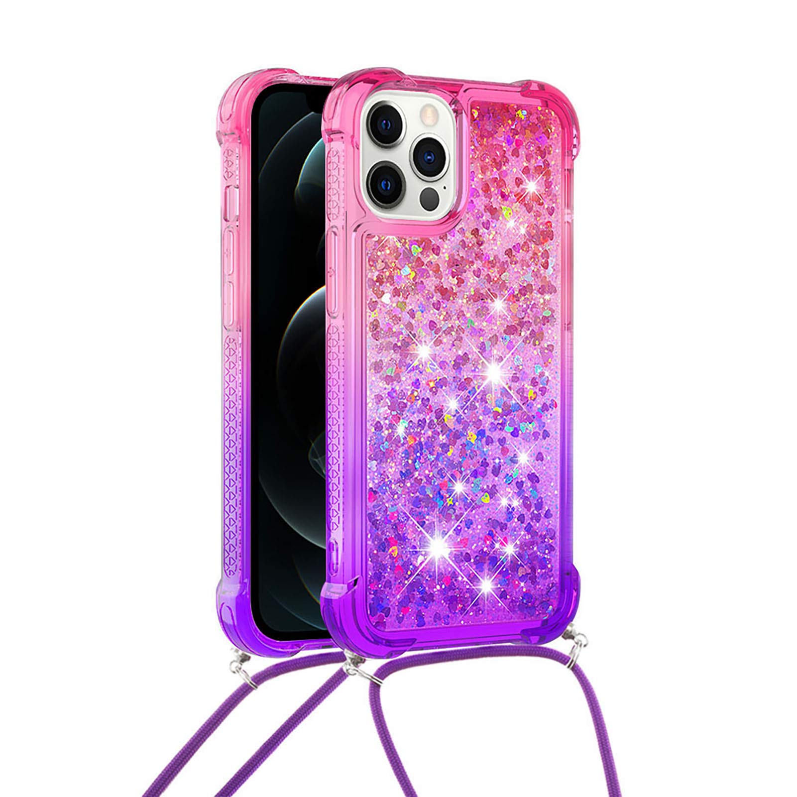Glitzer-Bling Hülle Mit Kette Für IPhone 11 Bis 17 – Stylisch, Schockgeschützt & Mit Armband