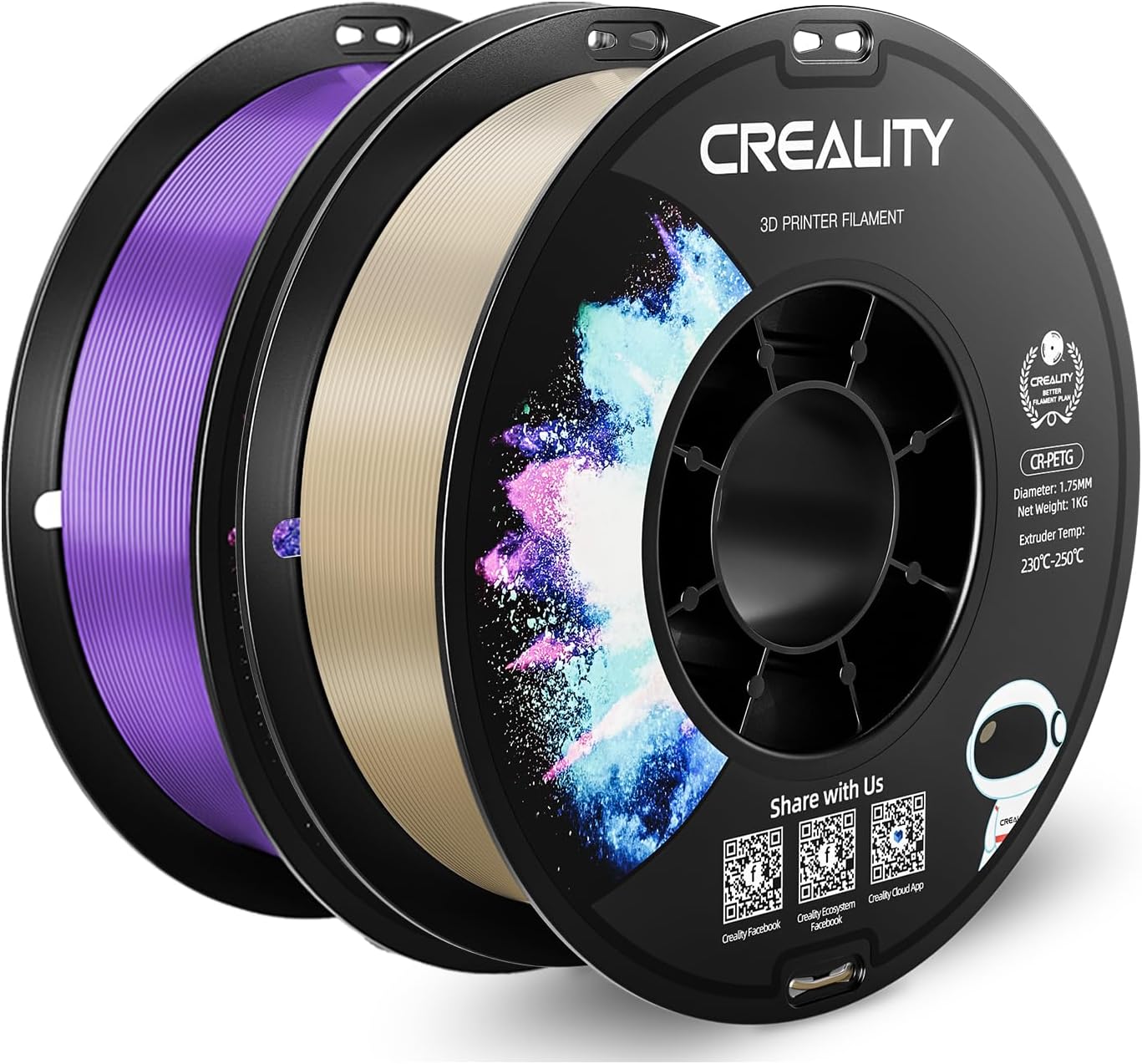 Creality 1kg Purple and 1kg Beige PETG Filament