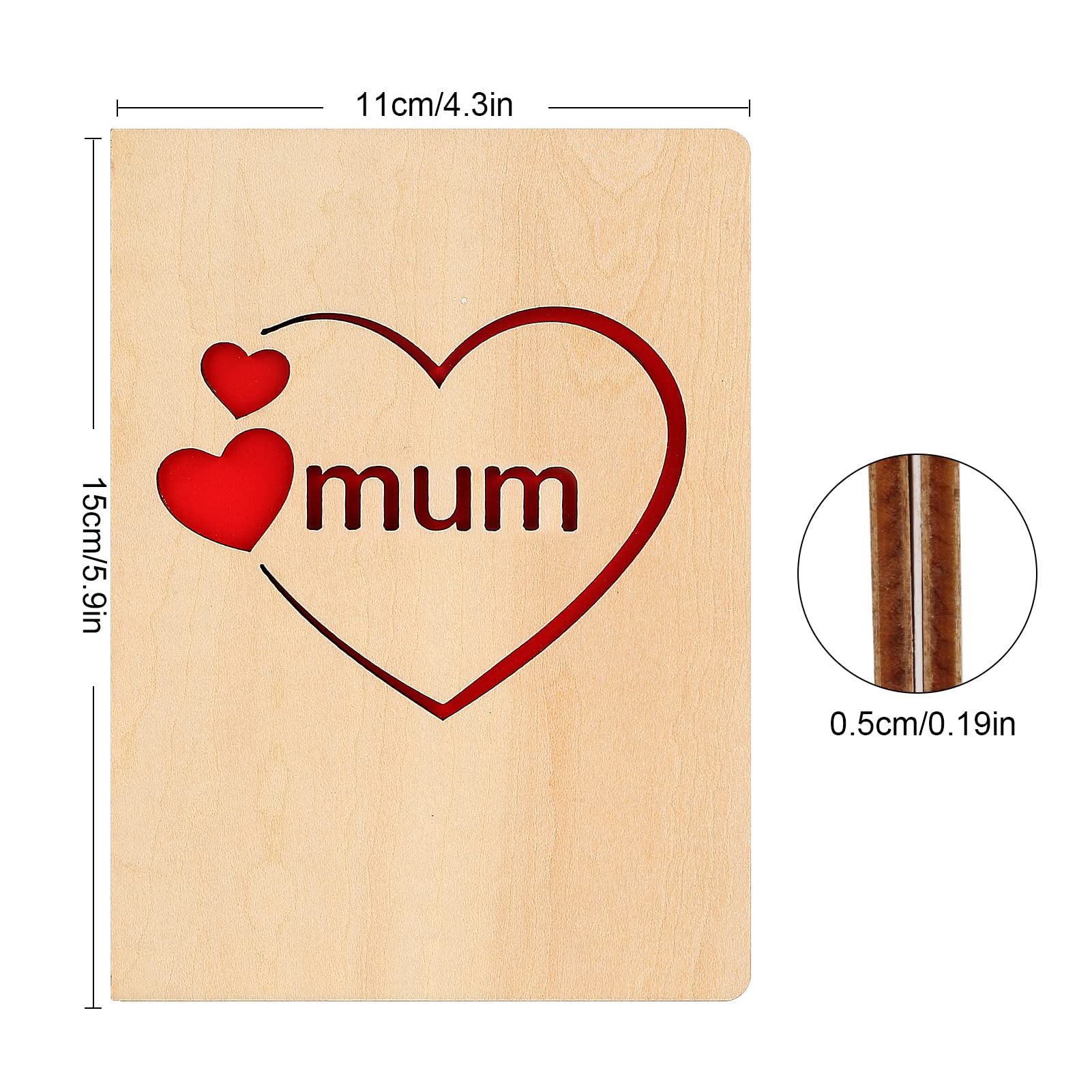 Biglietto di auguri di compleanno per mamma, realizzato a mano, in legno di bambù, biglietto regalo per la migliore mamma del mondo – Biglietto di auguri per nascita, biglietto di nascita per