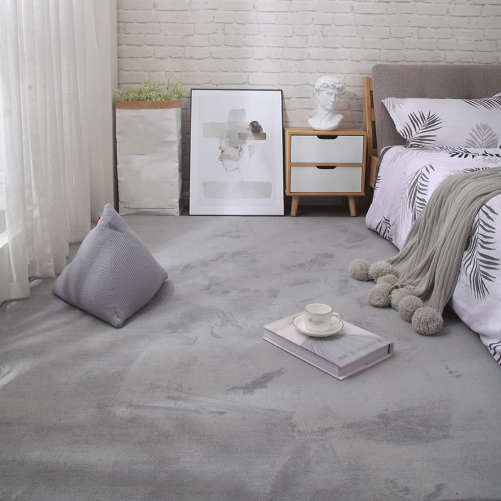Tappeto in peluche, 120 x 160 cm, morbido, a pelo corto, antiscivolo, ideale per soggiorno e camera da letto, comodo tappetino per comfort e stile