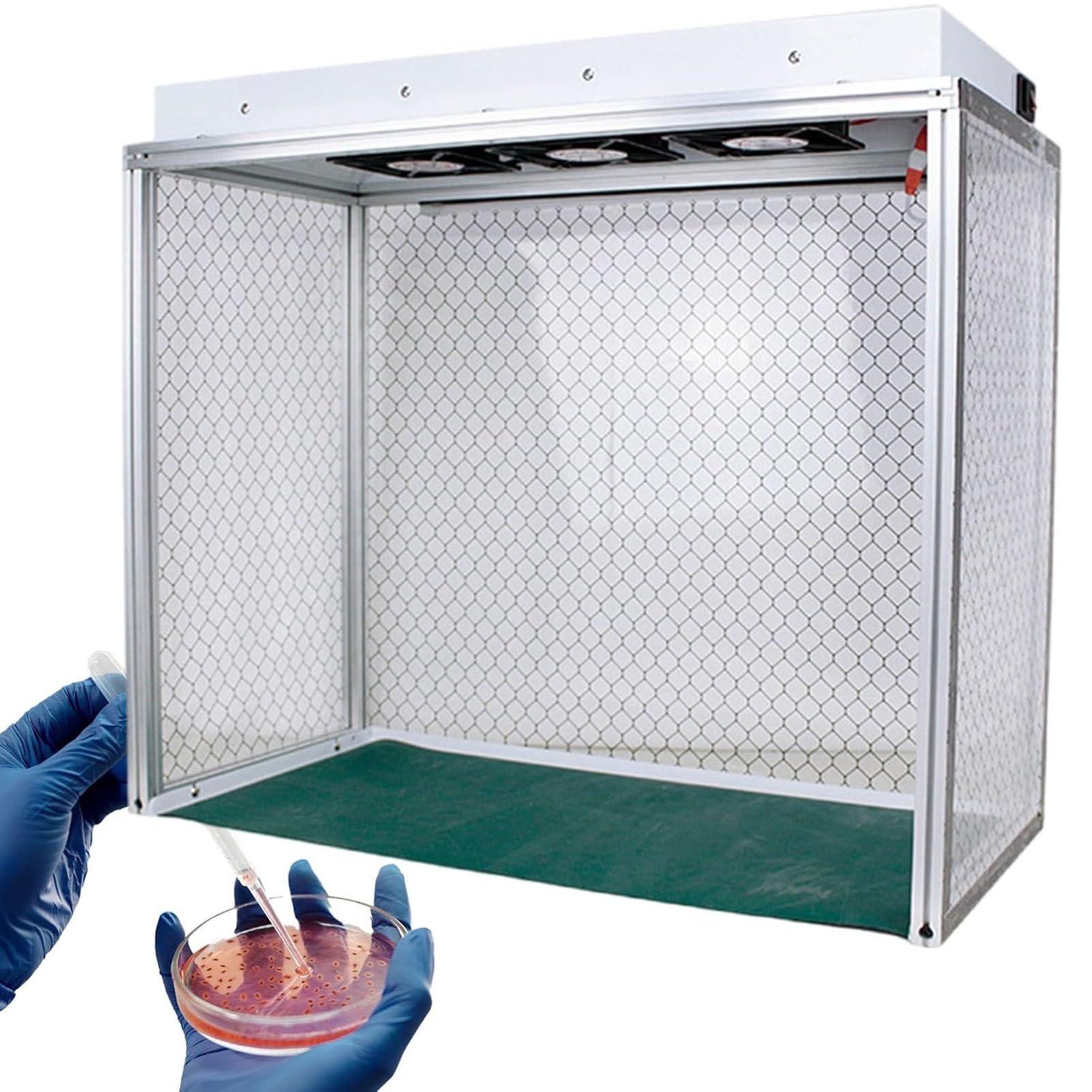Cabina de Flujo laminar con Triple Ventilador y Cabina de Flujo Vertical 220V | Cabina limpia portátil con estructura de aluminio y cortina antiestática para el reemplazo de pantallas de teléfonos