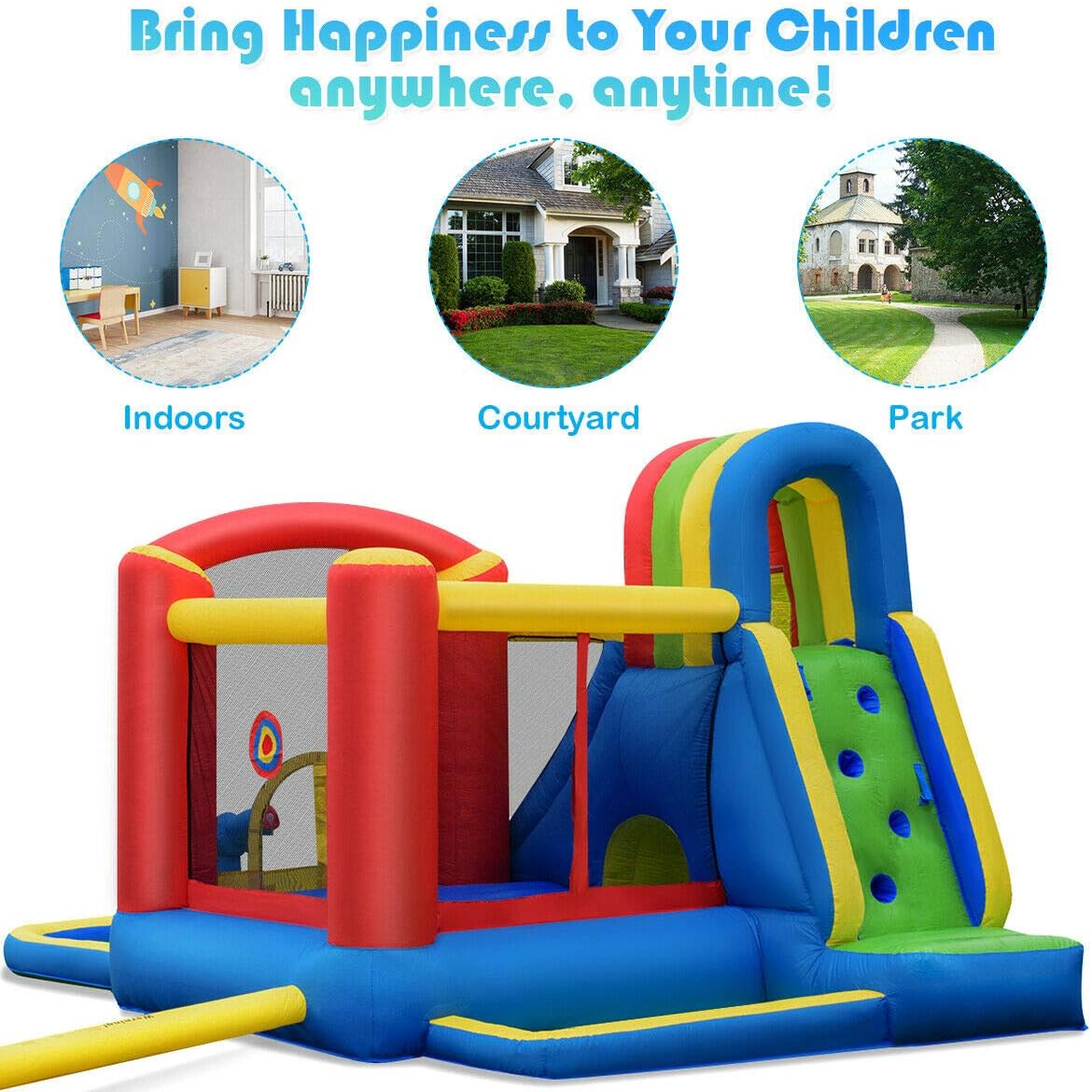 Inflatable Kid Bounce House Slide Climbing Splash Park Pool Jumping Castle