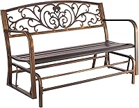 VEVOR 50 Inch Outdoor Glider Bench - Weatherproof Carbon Steel Frame, 550 lbs Capacity, Antique Bronze for Patio Garden Porch