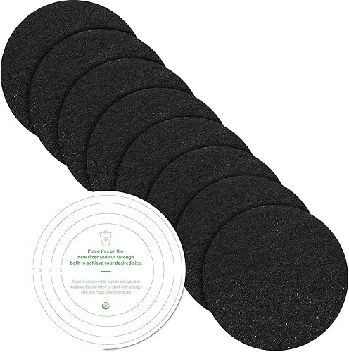Miniatura 9 de Paquete de 8 filtros de carbón de compostaje redondos para interiores y cocina, cubeta de compost, filtros de carbón activado, hojas de repuesto,