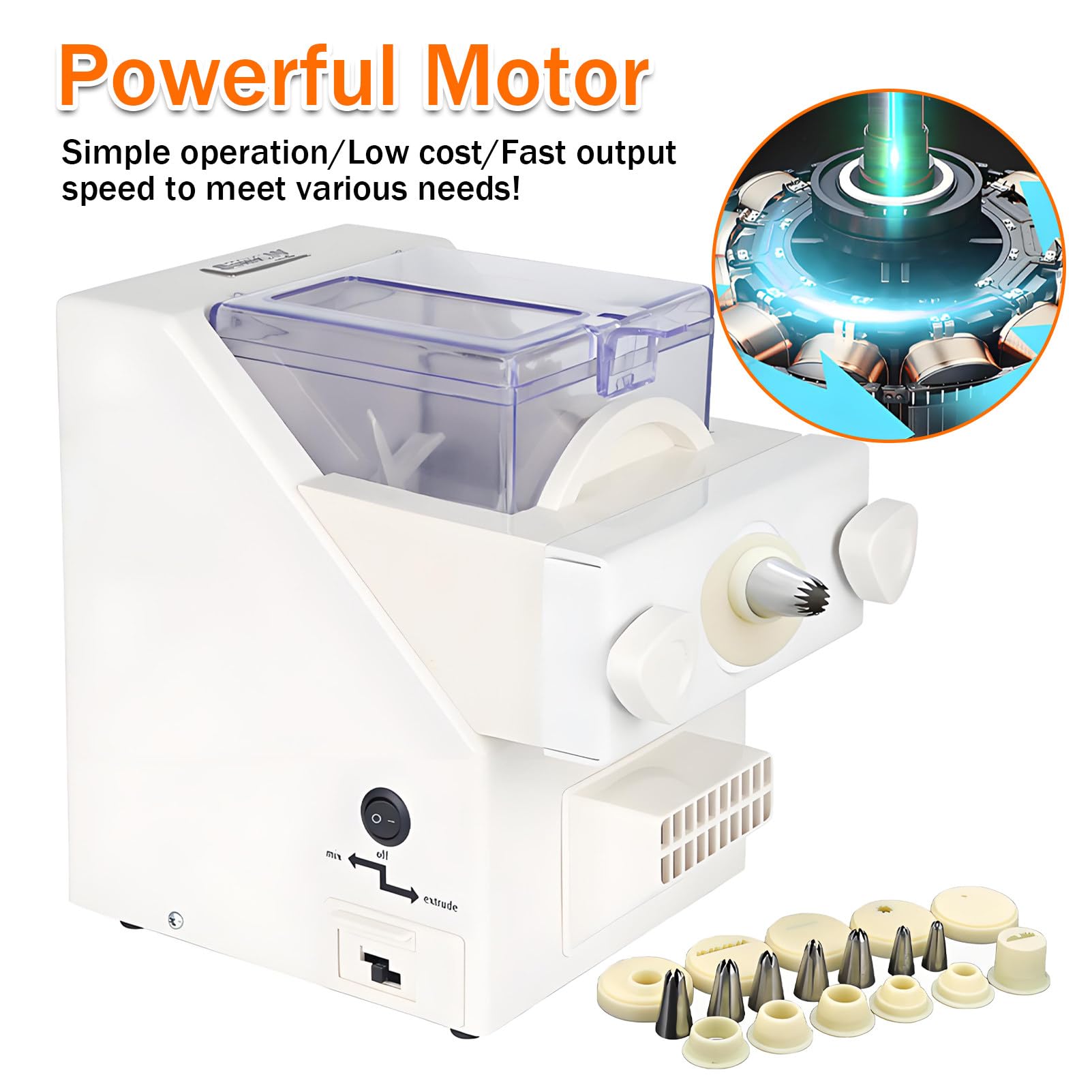 Macchina automatica compatta per biscotti, 8 ugelli + 6 stampi per biscotti, 180 W, design salvaspazio, facile da riporre, regalo perfetto per gli amanti della pasticceria casalinga e del fai da te