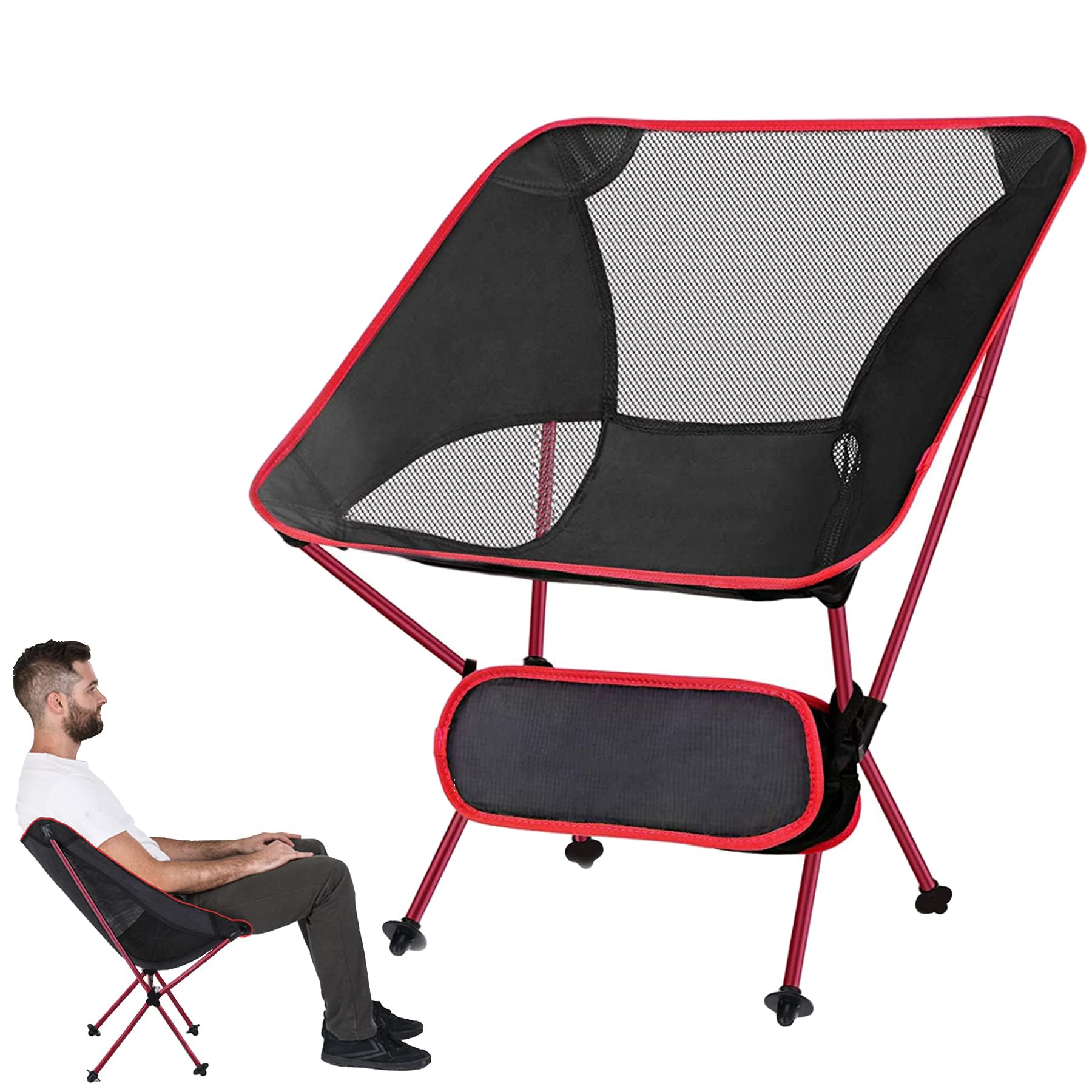 YEAHTOP Silla de Acampada Plegable Ultraligera y Portátil, de Aleación de Aluminio con Bolsa de Transporte, Silla de Mochilero para Exteriores Senderismo Pesca Playa