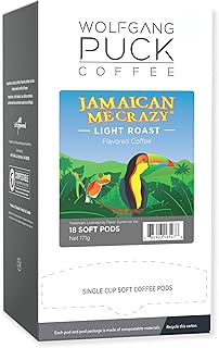 Wolfgang Puck Coffee, Jamaican Me Crazy, 9.5 Gram Soft Pods, 18 Count (Pack of 1)