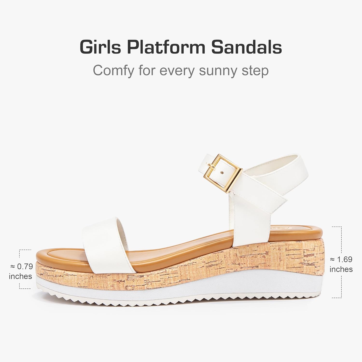 Motasha Girls Wedge Sandals, Summer Platform Heels with Ankle Strap, Lightweight Open Toe Dress Shoes for Little and Big Girls